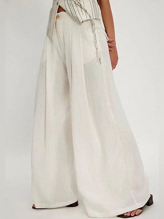 Free People Pants - Free People Dallas Wide Leg Trouser White Size 10